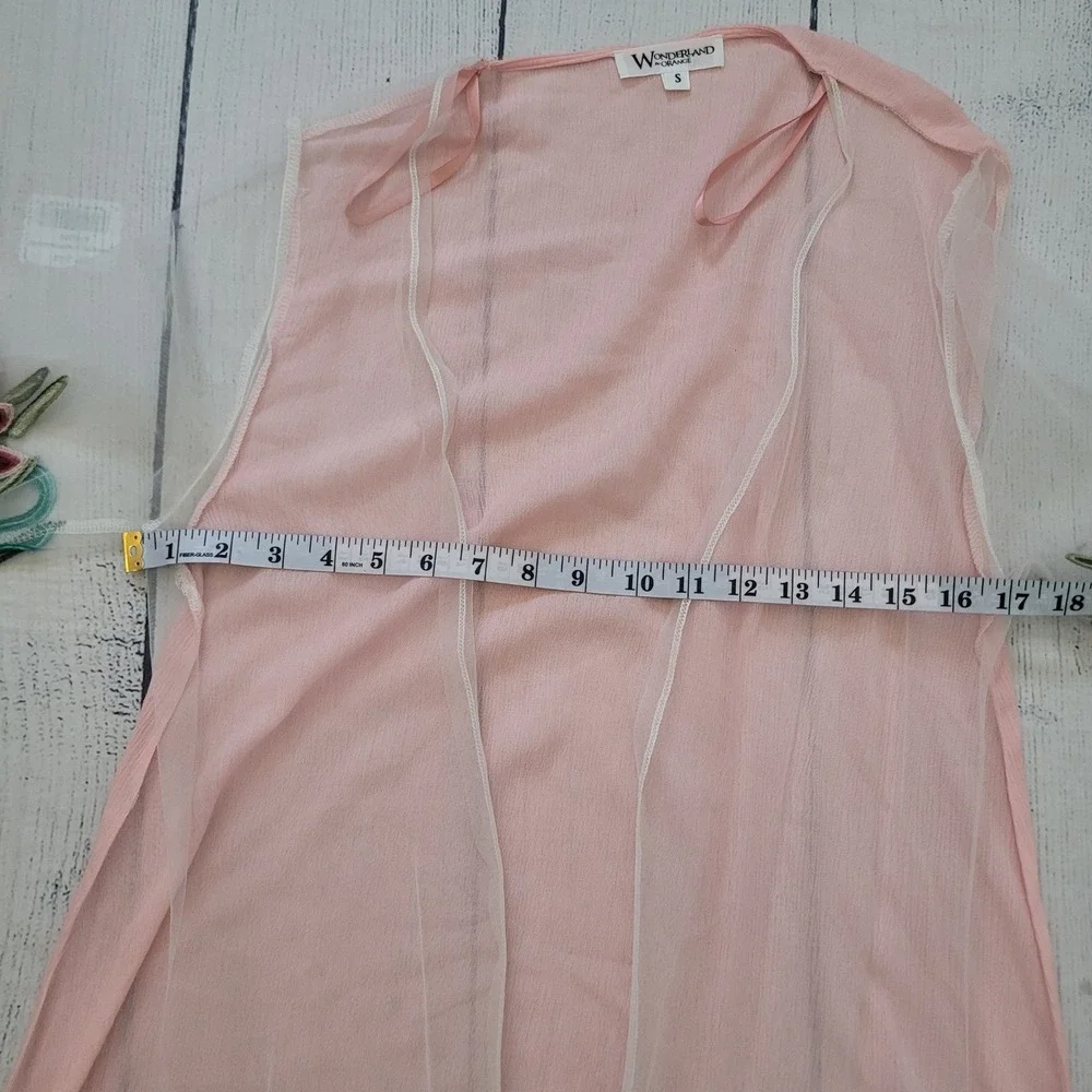 Wonderland by Orange Women's Size S Sheer Duster Cardigan‎ Pink Floral Mesh